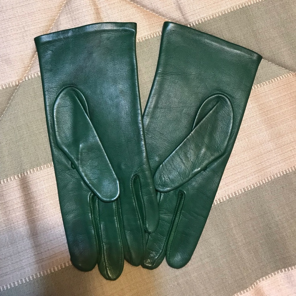 Forest Green Leather Gloves